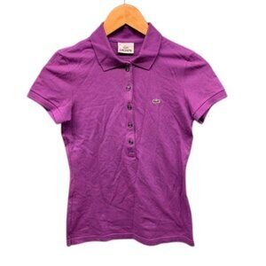 Lacoste Fitted Polo Shirt Women’s Size XS 36 Purple Short Sleeve Classic Logo